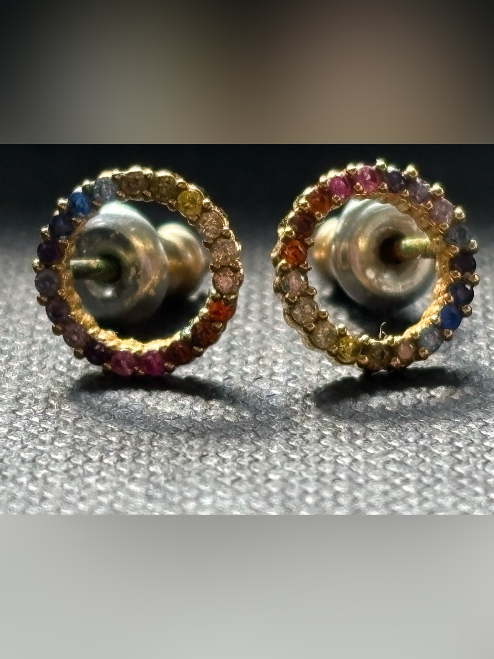 Gold Multicolor Circle Stud Earrings - Women Jewelry